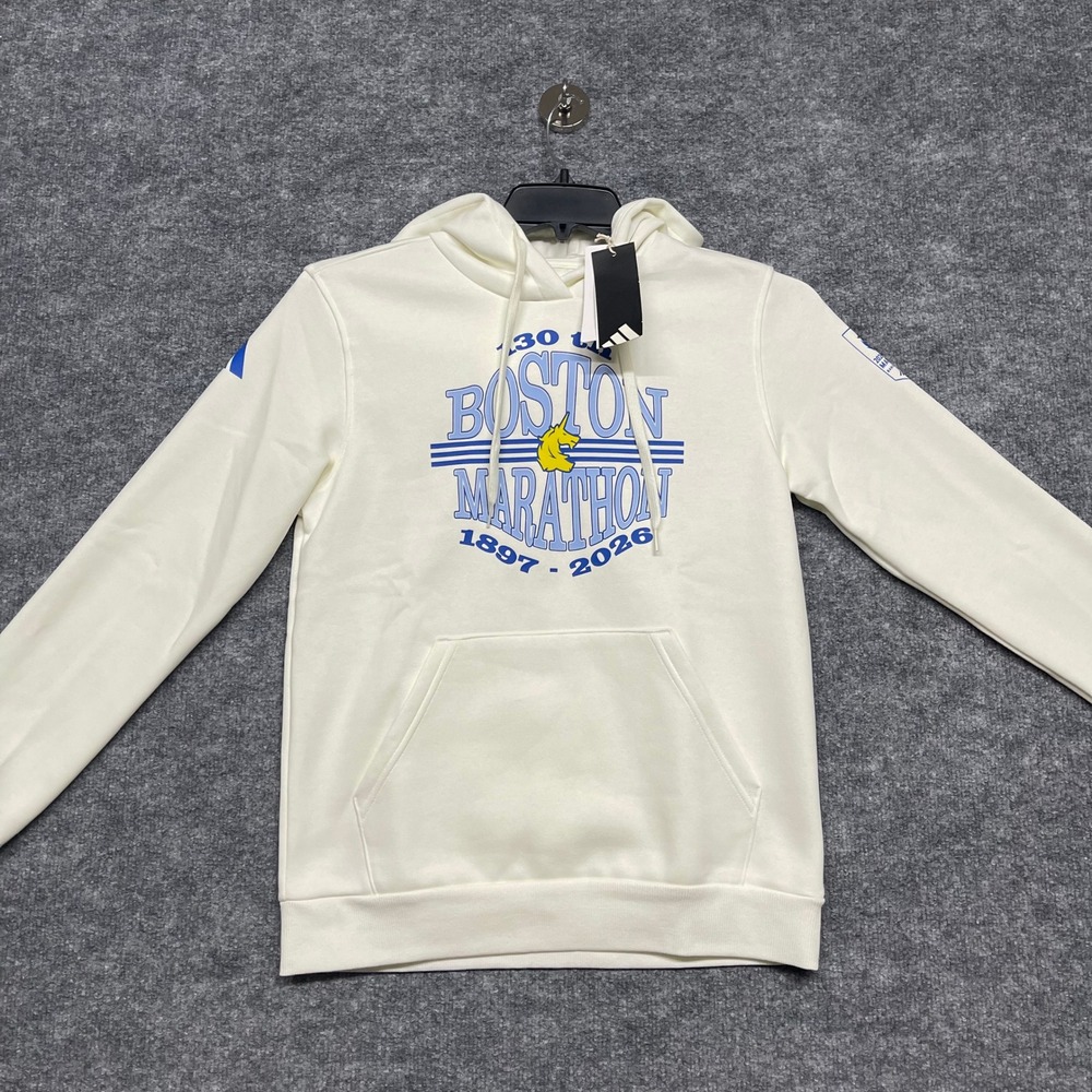 Adidas Womens 2026 Boston Marathon Hoodie Off White Unicorn KG4589 Small NWT